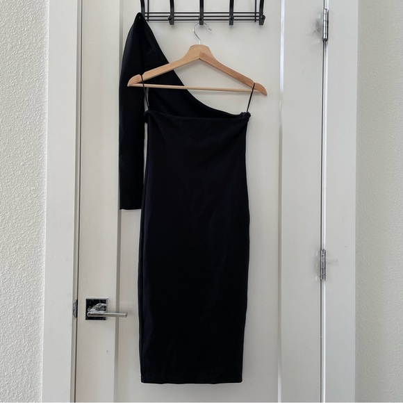 ALIEVA Dasha one shoulder black mini fit dress size S - Picture 5 of 9